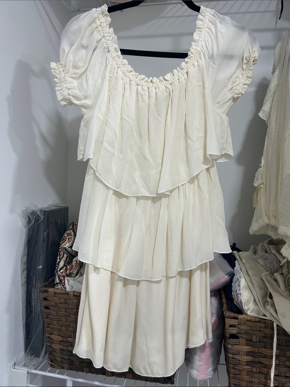 Stone Cold Fox Cream Tiered Midi Dress